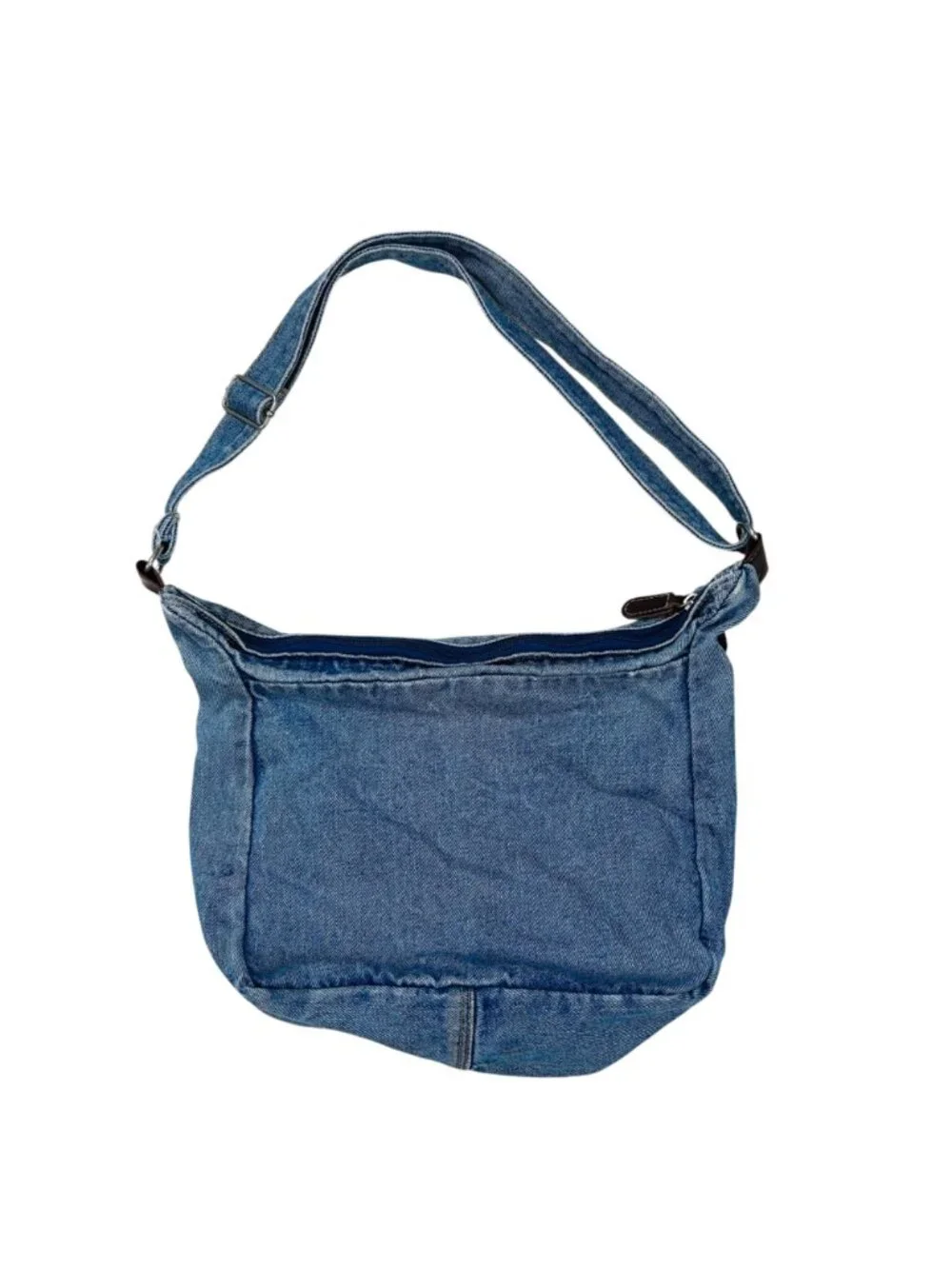 Vintage Upcycled Denim Handbag Shoulder Crossbody Handmade Festival Light Wash
